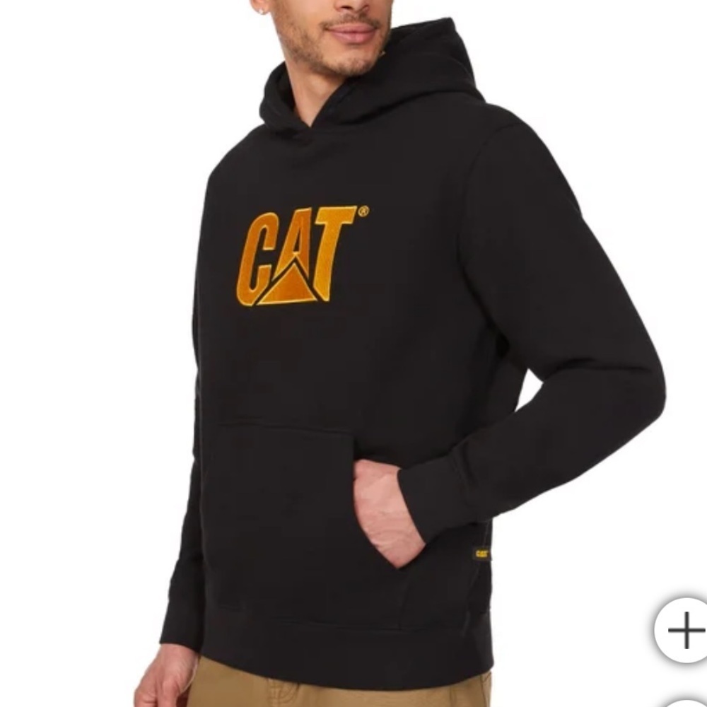Caterpillar Cotton Black Sweatshirt Hoodie with Logo S NEW Costco